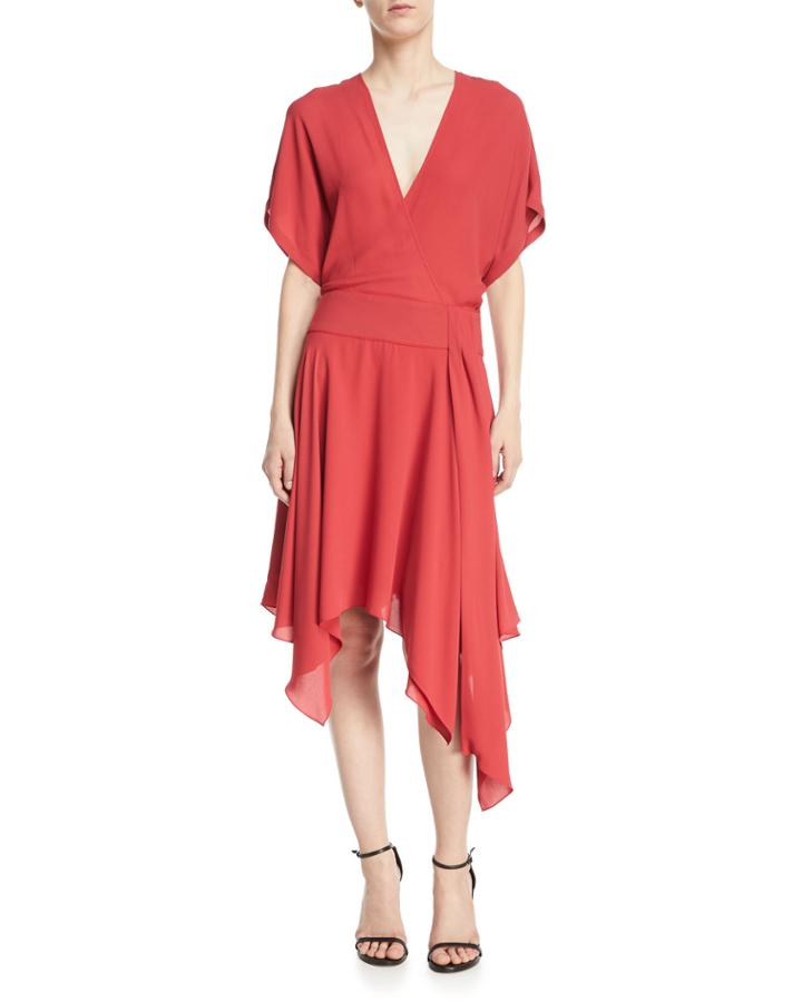 Kimono Asymmetric V-neck Wrap Dress
