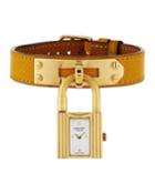 Estate Kelly Watch W/ Leather, Gold/yellow