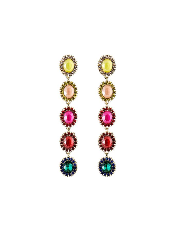 Multicolor Crystal Halo Drop Earrings