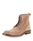 Forrest Perforated Suede Chukka Boot, Dark Taupe
