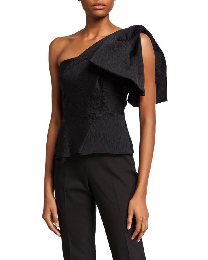One-shoulder Fitted Peplum Top