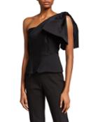 One-shoulder Fitted Peplum Top
