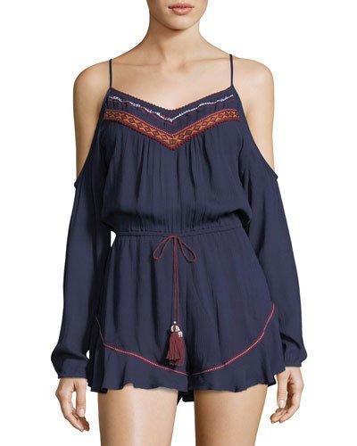Tasseled Cold-shoulder Playsuit