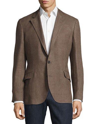 Traditional Hopsack Deconstructed Jacket, Walnut