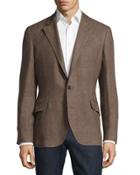 Traditional Hopsack Deconstructed Jacket, Walnut