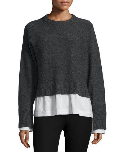 Wool-blend Striped-trim Illusion