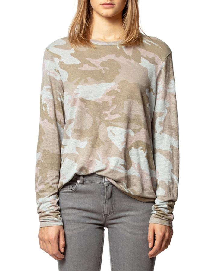 Willy Linen Camo-print Long-sleeve Tee