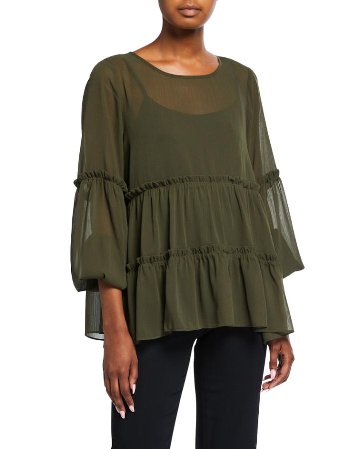 Crinkle Chiffon Ruffle Top