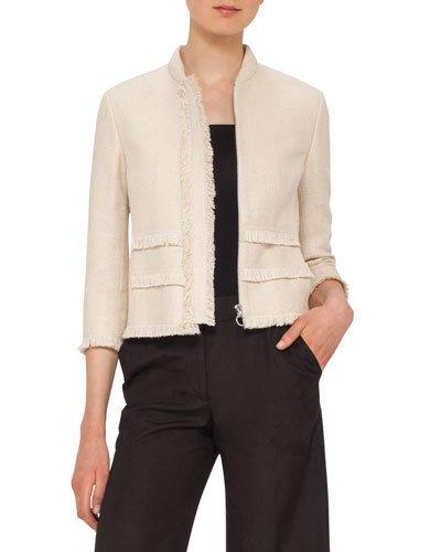 Fringe-trim Zip-front Jacket,