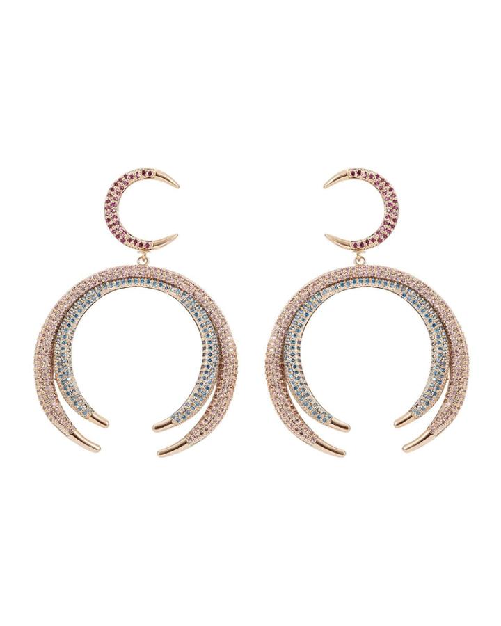 Cubic Zirconia Multicolor Hook-drop Earrings