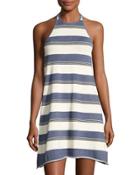 Sunset View Cotton Dress, Blue/white