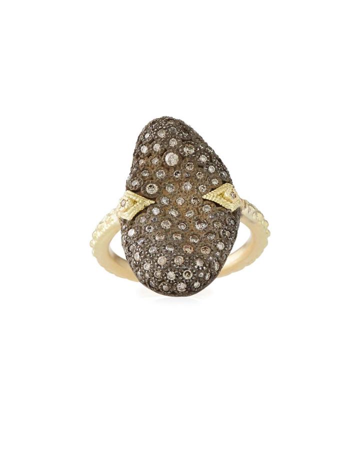 Old World Pave Diamond Oblong Ring