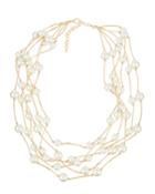 Kenneth Jay Lane Golden Pearly Layered Multi-strand Necklace, Women's, Pearl