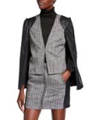 Faux-leather Tweed Blazer