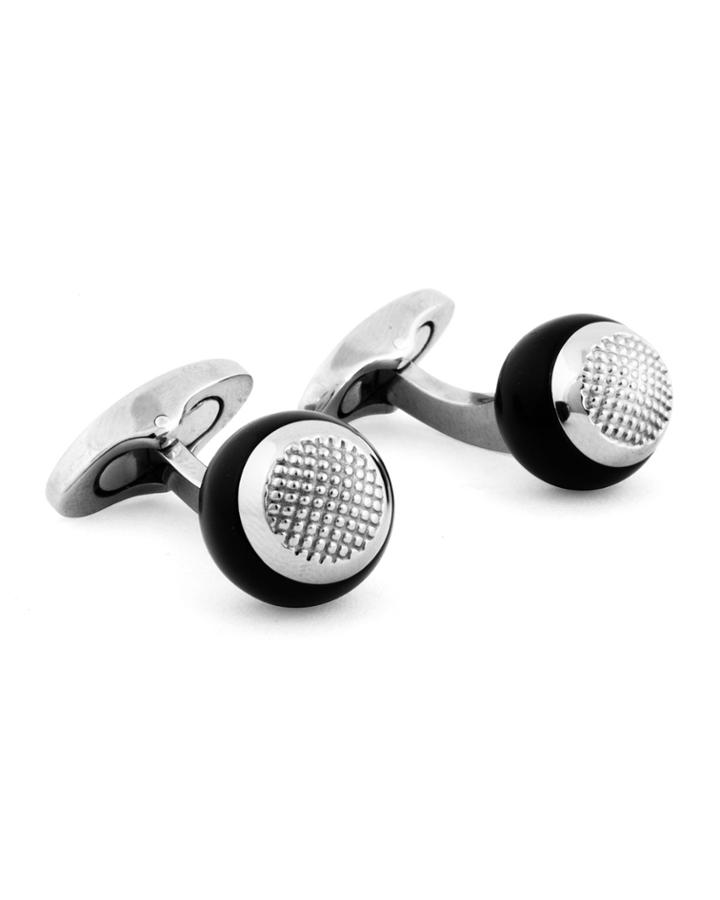 Men's Titanium & Black Agate Cufflinks