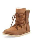 Lodge Fur-lined Lace-up Boots, Chestnut