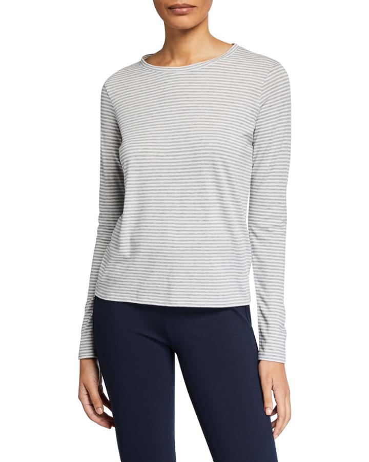 Little Boy Striped Long-sleeve Crewneck Top