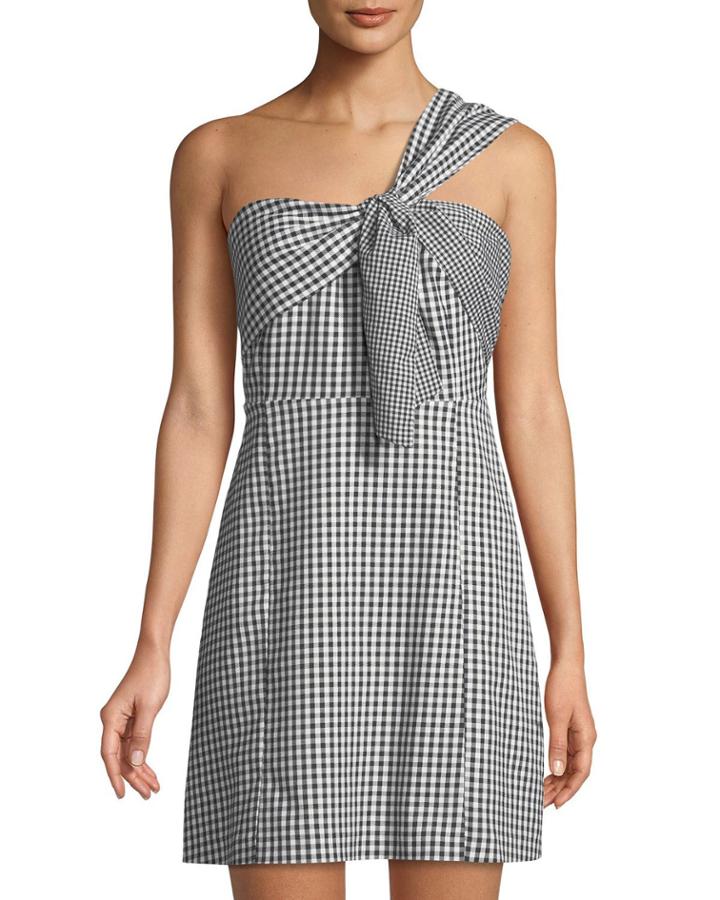 One-shoulder Gingham