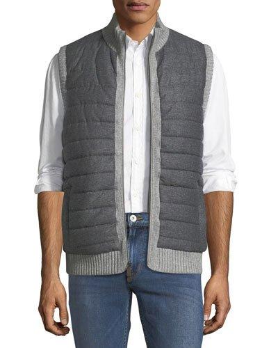 Knit-trim Quilted Vest