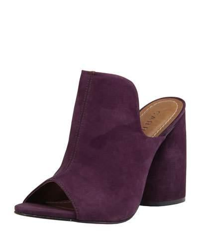 Stella Suede Slide Mule, Aubergine