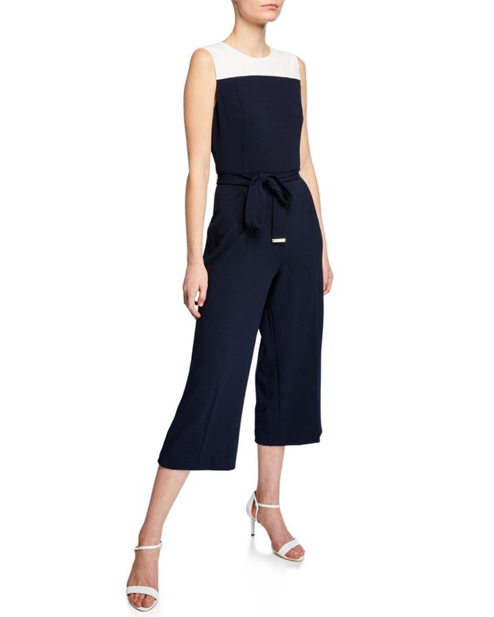 Colorblock Wide-leg Cropped Jumpsuit