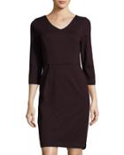 Ponte V-neck Dress, Purple