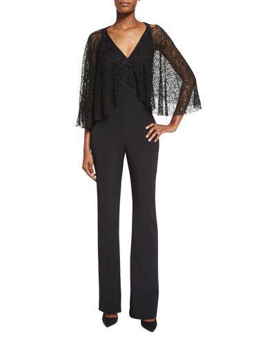 Marte V-neck Lace Jumpsuit, Black
