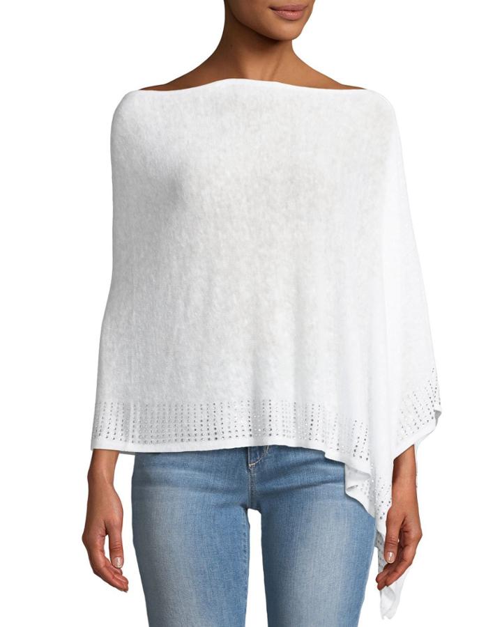 Linen Jewel-encrusted Poncho Topper