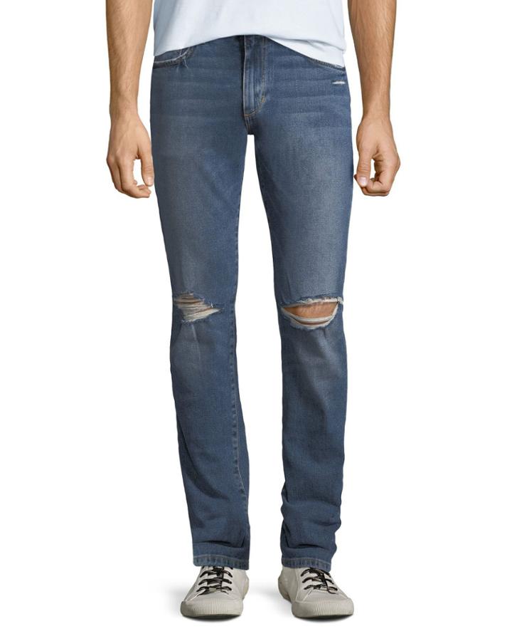 Men's The Slim Fit Distressed Straight-leg Jeans
