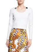 Embellished Jersey Pullover Sweater W/ Halter Ties