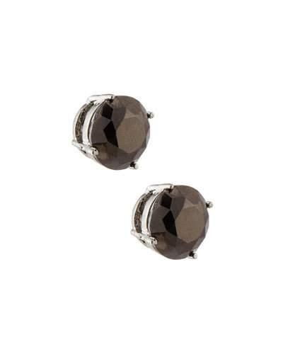 Round Crystal Stud Earrings, Dark Gray