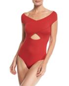 Lucette Off-the-shoulder Cross-front One-piece