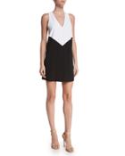 Maya Colorblock Racerback Dress, Black/white