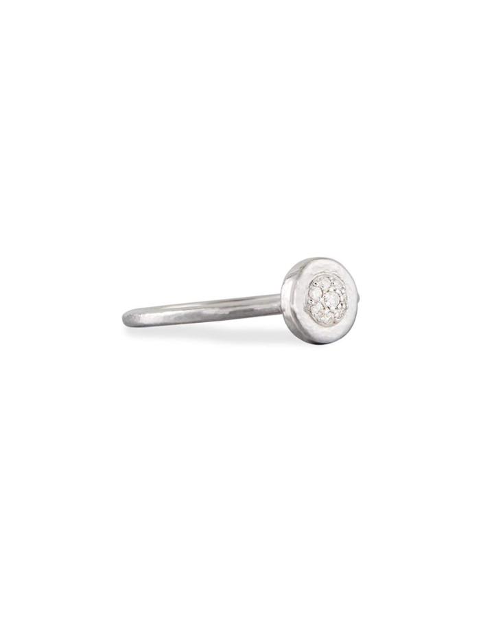Delicate Pave Diamond Stacking Ring In 18k White Gold,