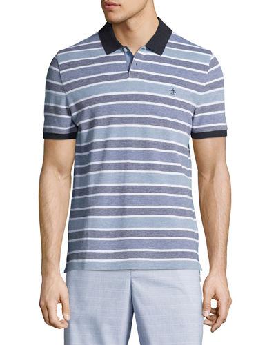 Birdseye Striped Cotton Polo