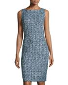 Frazier Tweed Knit Sheath Dress, Green