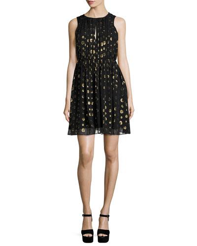 Leones Sleeveless Spot Jacquard Dress