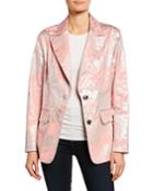Metallic Animal-print Two-button Blazer