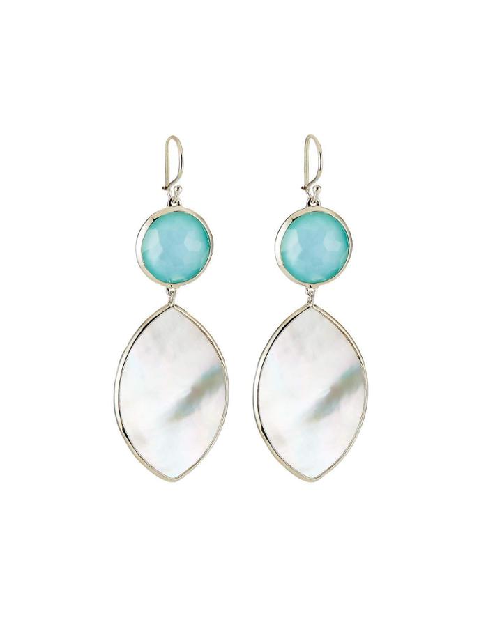 Wonderland Stone And Marquise Shell Drop Earrings In Brazilian Blue