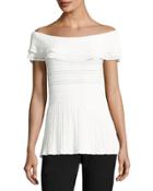 Off-the-shoulder Peplum Blouse, Ivory