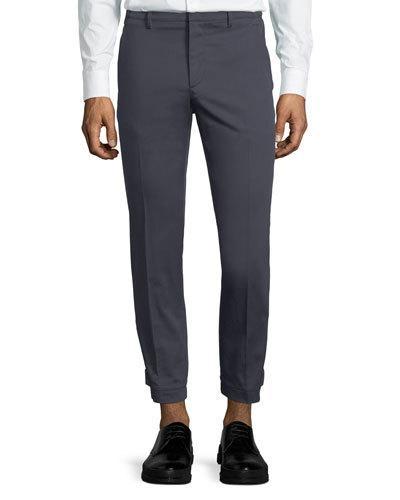 Ankle-cuff Cotton-blend Tapered-leg Pants