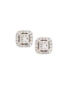 14k White Gold Princess-cut Diamond Stud Earrings,