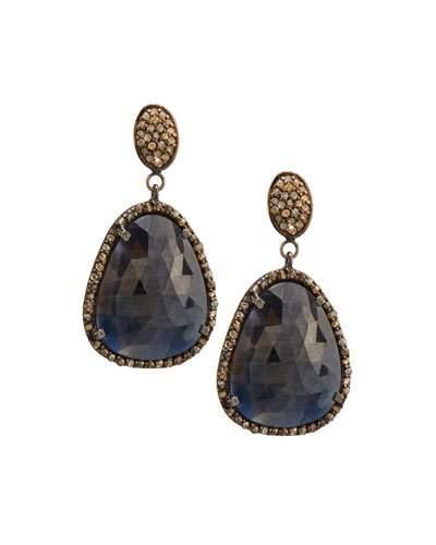 Champagne Diamond & Sapphire Drop Earrings