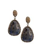 Champagne Diamond & Sapphire Drop Earrings
