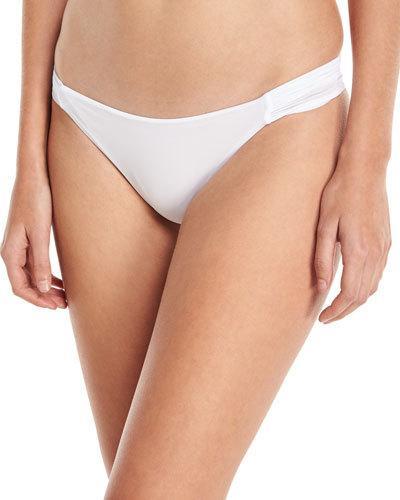 Ruched-sides Classic Swim Bottom, White