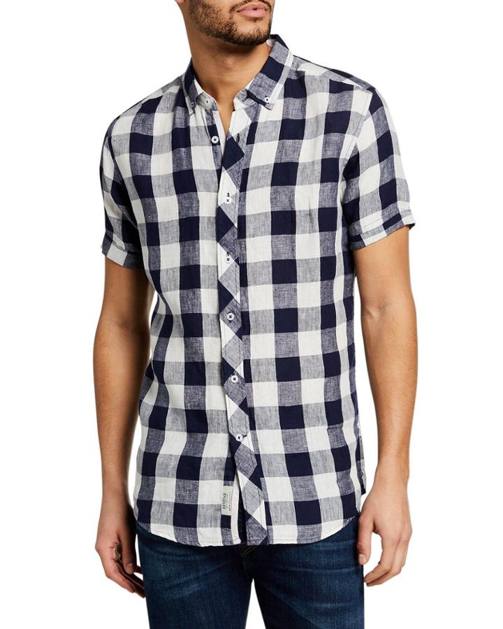Men's Linen Buffalo Check
