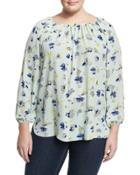 Wistful Petals Printed Blouse, Blue,