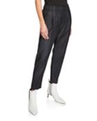 Sharkskin Wool Pull On Monili-striped Pants