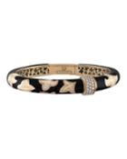 18k Rose Gold Leafy Bangle W/ Diamonds, Black/white