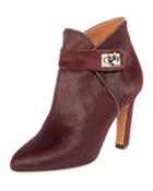 Shark Calf Hair Ankle Boot, Oxblood Red